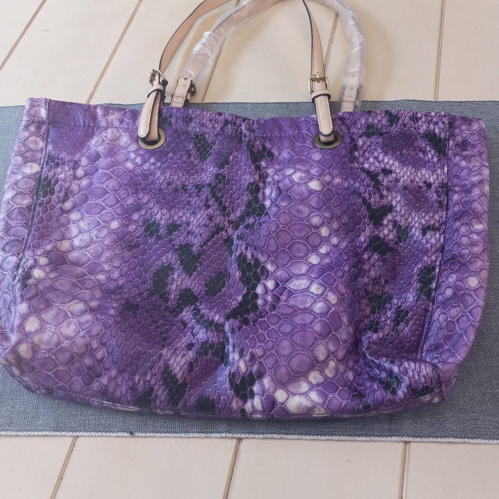 Avon Purple Faux Snakeskin Tote